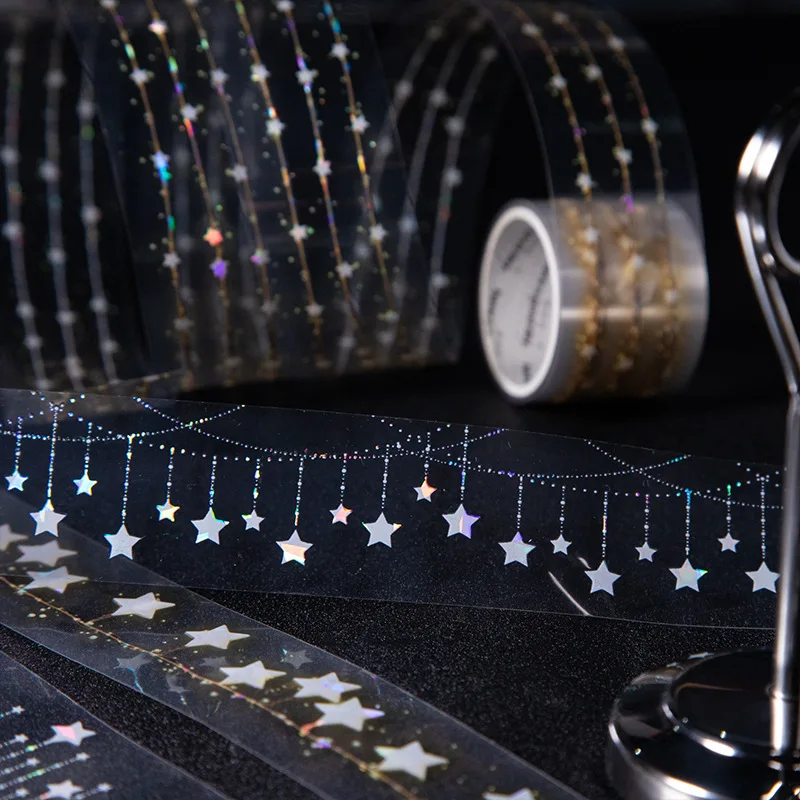 2M/Roll Tape Star Light Curtain Series Shell Light Handbook Material Decoration Collage Bottom DIY