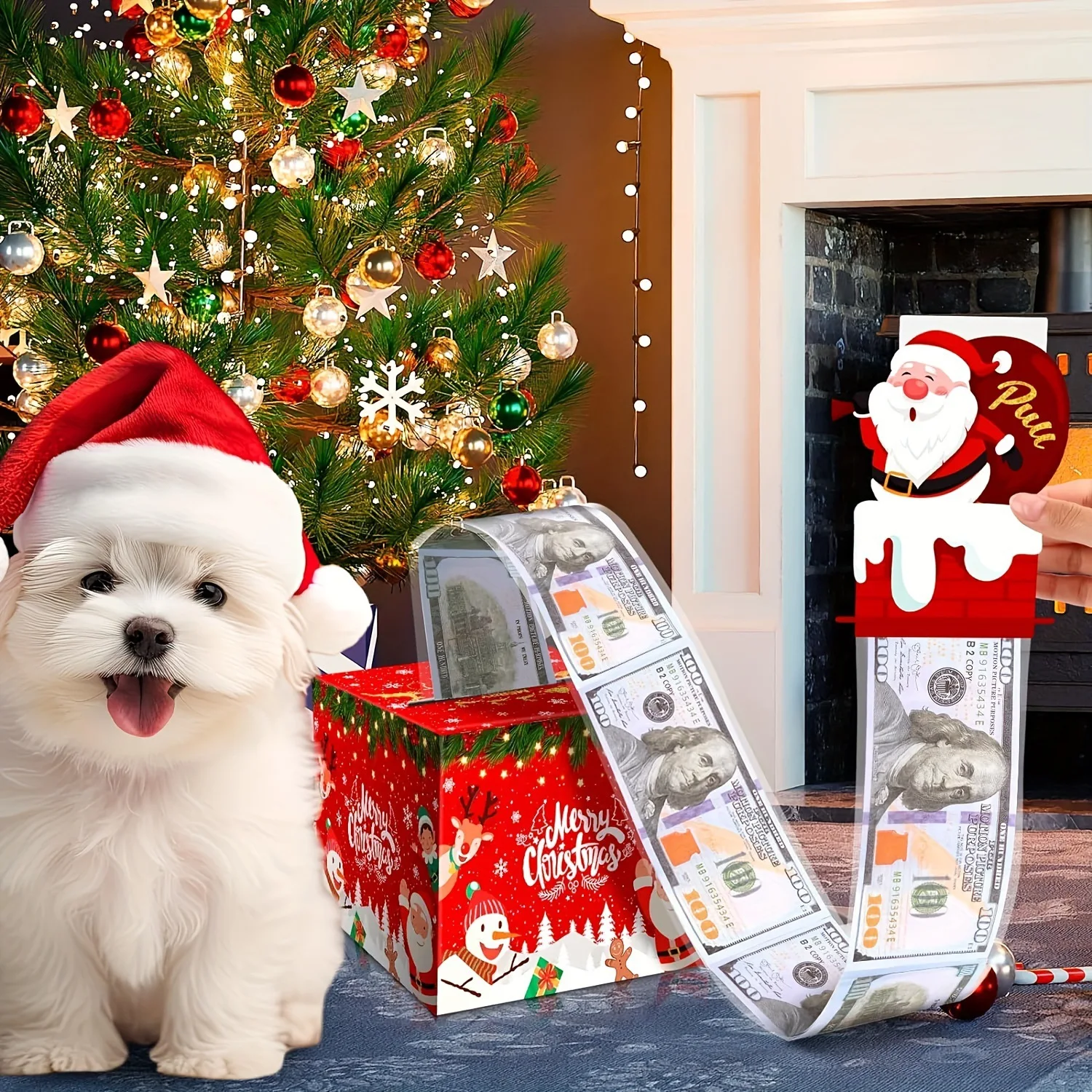 Christmas Money Box for Cash Gift Pull Surprise Money Holder Cash Gift for Kids Adults DIY Fun Holiday Cash Box for Women Men