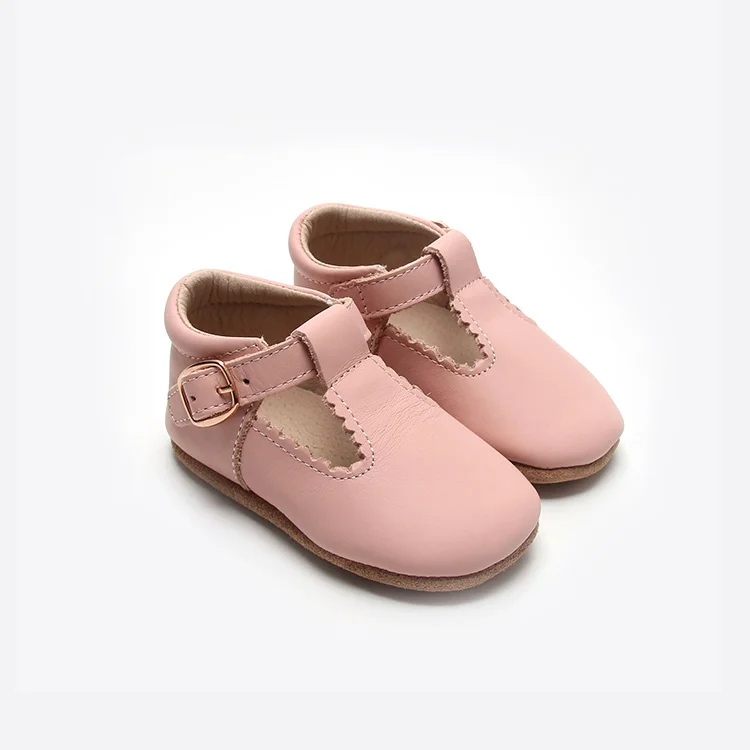 Babyhappy Wholesale Toddler Girl Baby genuine Leather T-Bar Dress Shoes Soft Sole Walking Infant Princess Shoes