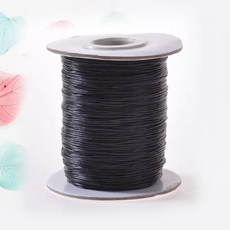 Black Waxed Cotton Roll Cord Waxed Thread Cord String Strap c For Jewelry Making Supplies Wholesale