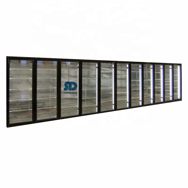 Soardragon PU walk in cooler refrigerator glass door with black aluminum door frame