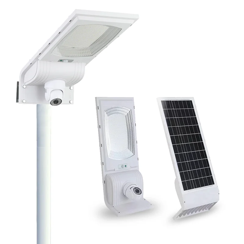 All In One LED Solar Street Light CCTV Camera Outdoor Waterproof 100w 200w 300w ABS Shell Solar Street Light With CCTV Camera 4G