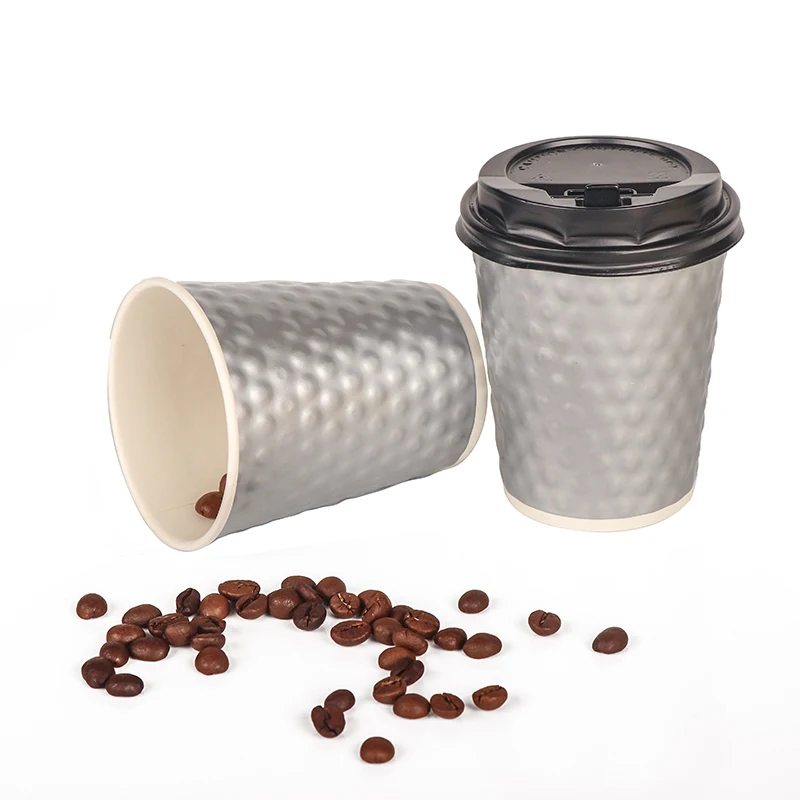 Disposable 8/12/16oz New Design Bubble Dot Embossed Double Wall Paper Cup 2 Layers Coffee Cups