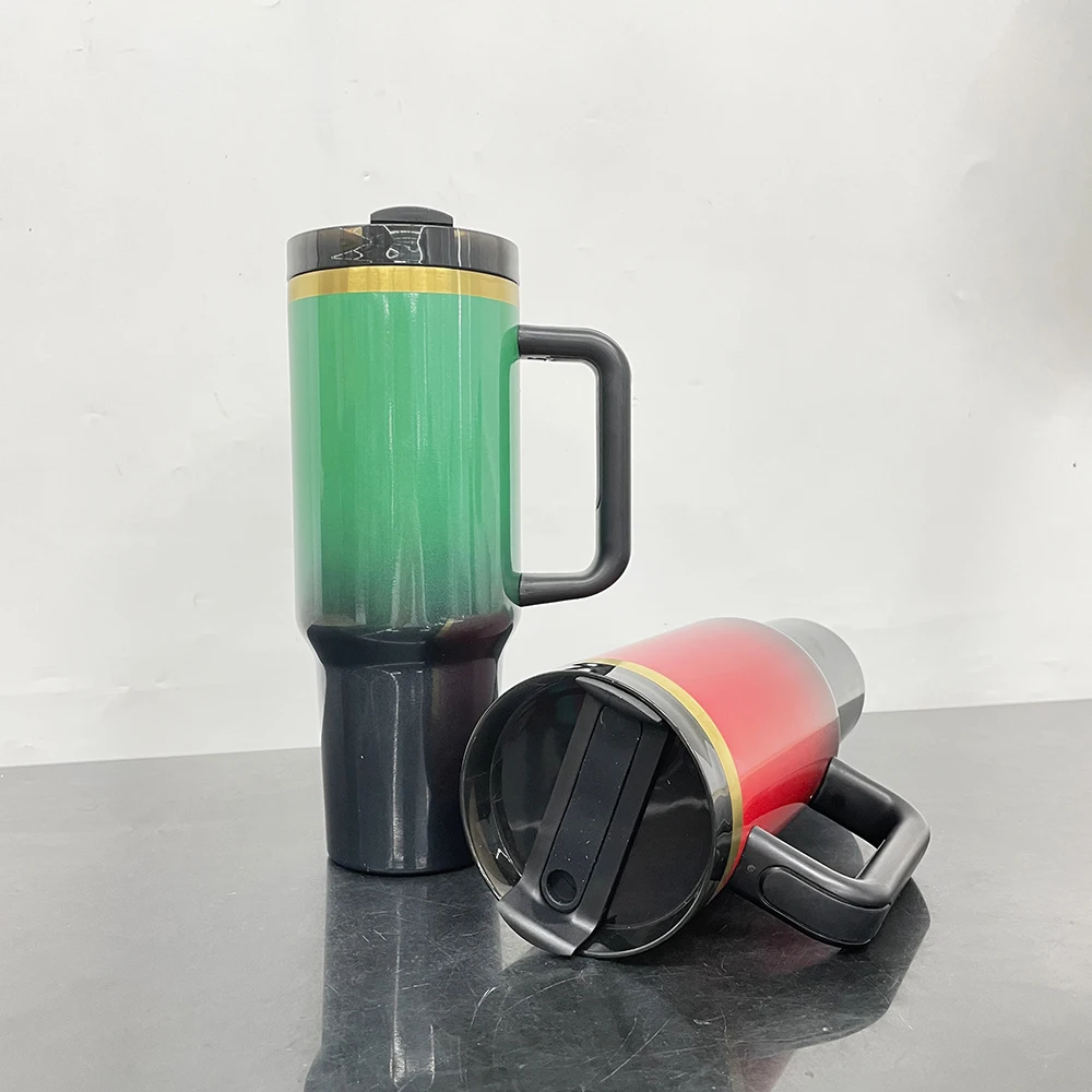 USA 40oz Christmas red green glitter shimmer gold plated tumbler vacuum insulate water bottle thermo coffee mug for laser vinyl