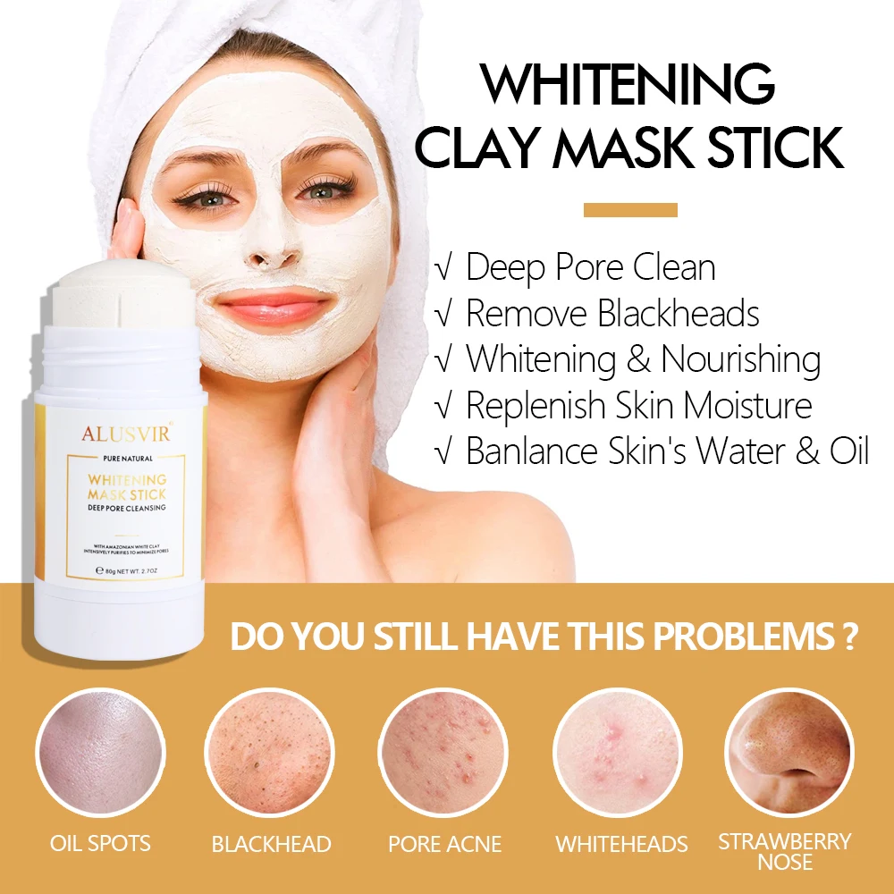 Korean Skin Care Organic Whitening Immediately Deep Cleansing Hydrating Body Bleaching Facial Face Mud Clay Mask Stick