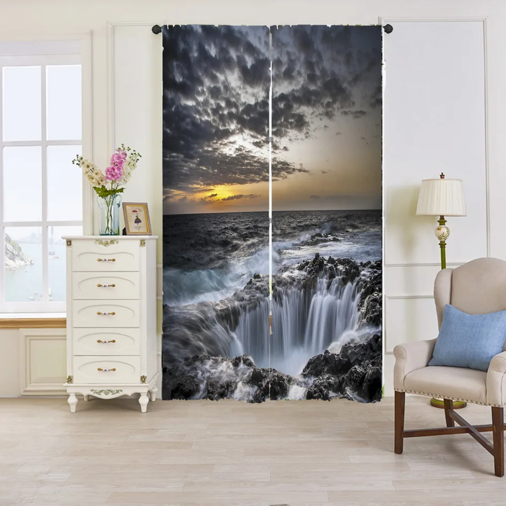 Fashion design customized pattern 3d digital print curtain for living room