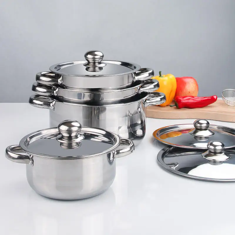 Hot Selling Stainless Steel Cookware Set Household soup stock pot Non-stick Cookware Kitchen with Stainless Steel Lid