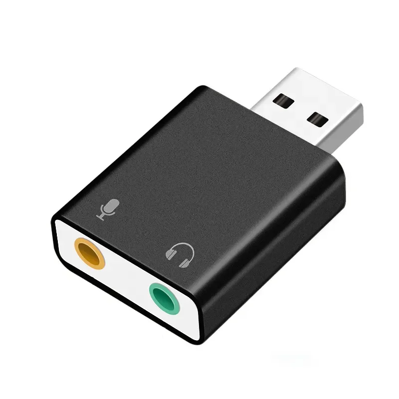 Внешняя звуковая карта из алюминиевого сплава с USB 7 1 адаптер со штекером 3 5 мм гарнитура микрофон для ПК