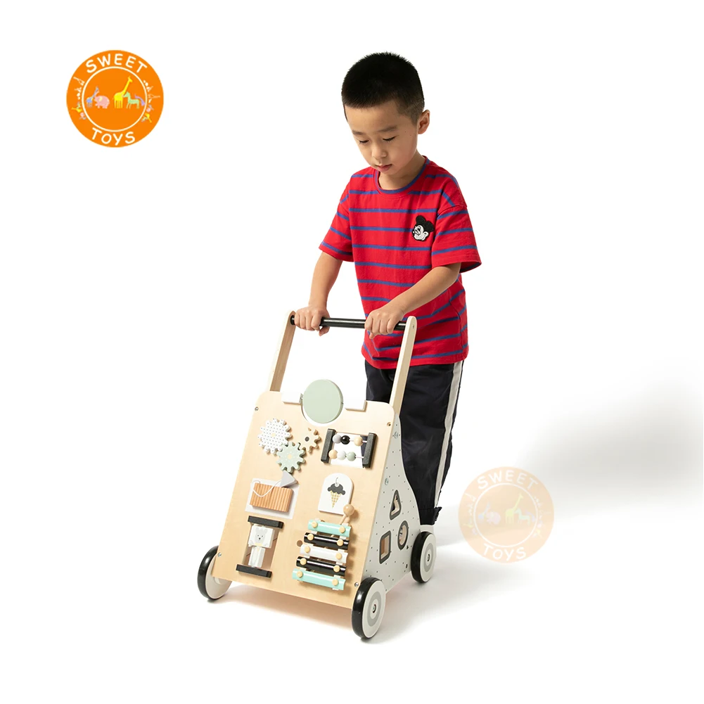 High quality educational multi-function push wooden baby walker with wheel Learning walker for Boys and Girls