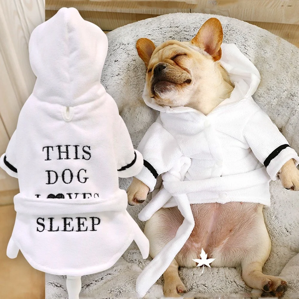 Hot Sale Cute Soft Dog Pajamas Bathrobe Letter Pet Clothes Clothing Dog Cat Coat Costume