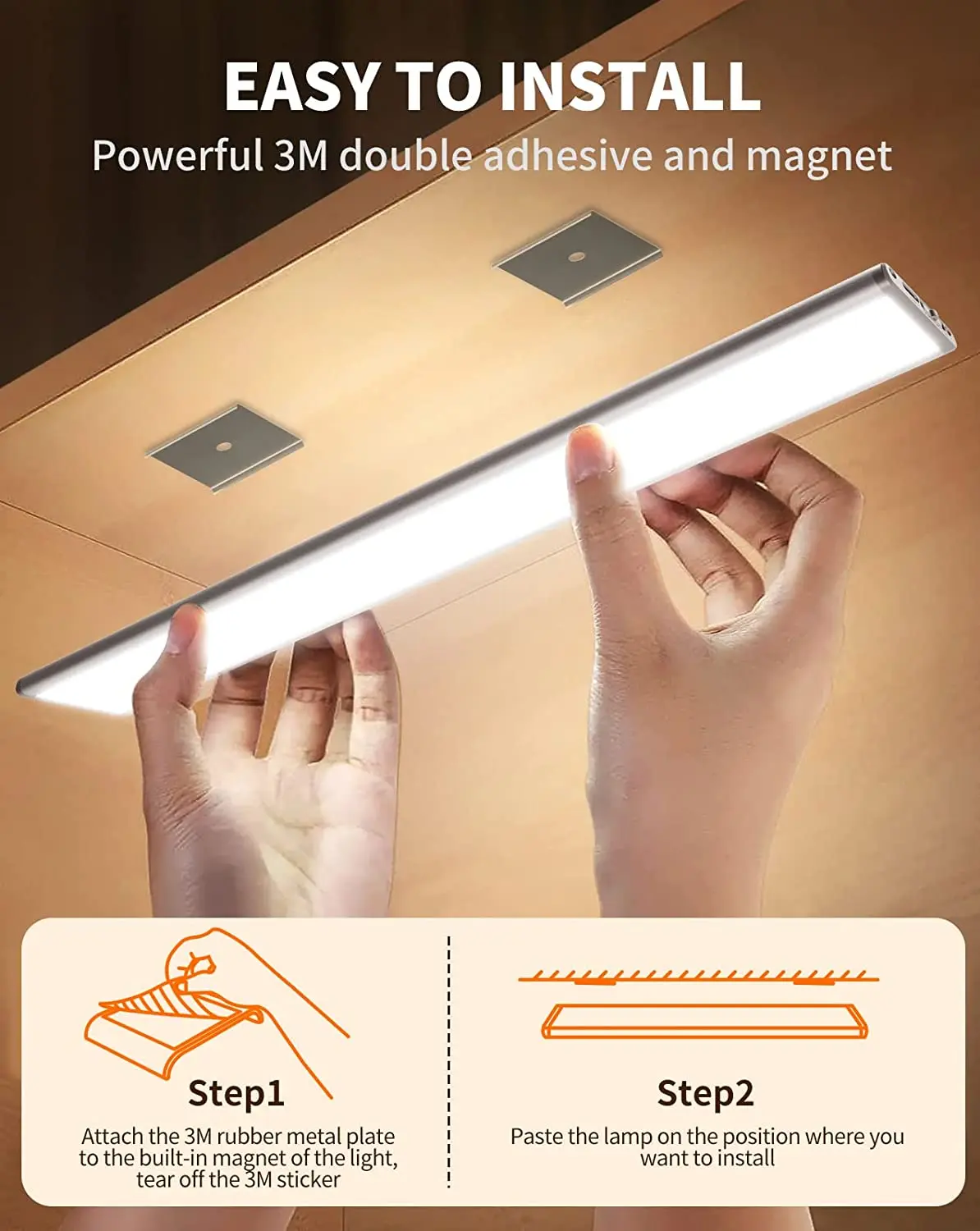 Hot Sale 2.3W 205LM Dimmable Auto Motion Sensor LED Night Lamp USB 15inch Touch Control Light Bar Under Counter Cabinet light