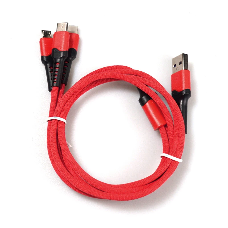 Nylon Braided All Copper Conductor Phone Multi Usb Data Type C Fast 3 In 1 Charging Cable