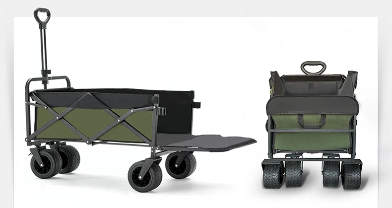 Outdoor Park Utility Folding Beach Trolley Picnic Camping Cart Garden Metal Folding Beach Wagon Cart