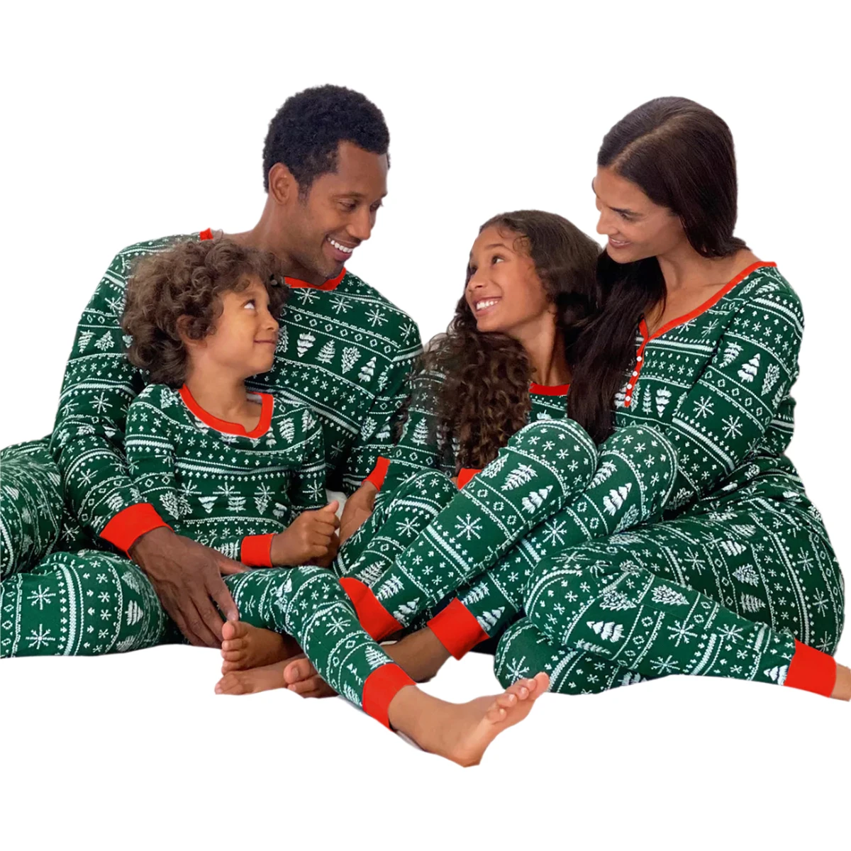 Rarewe 2024 Christmas Pajamas Printed Xmas Family Matching Outfits Two Pieces Sleepwear Sets Christmas Family Pajamas Sets