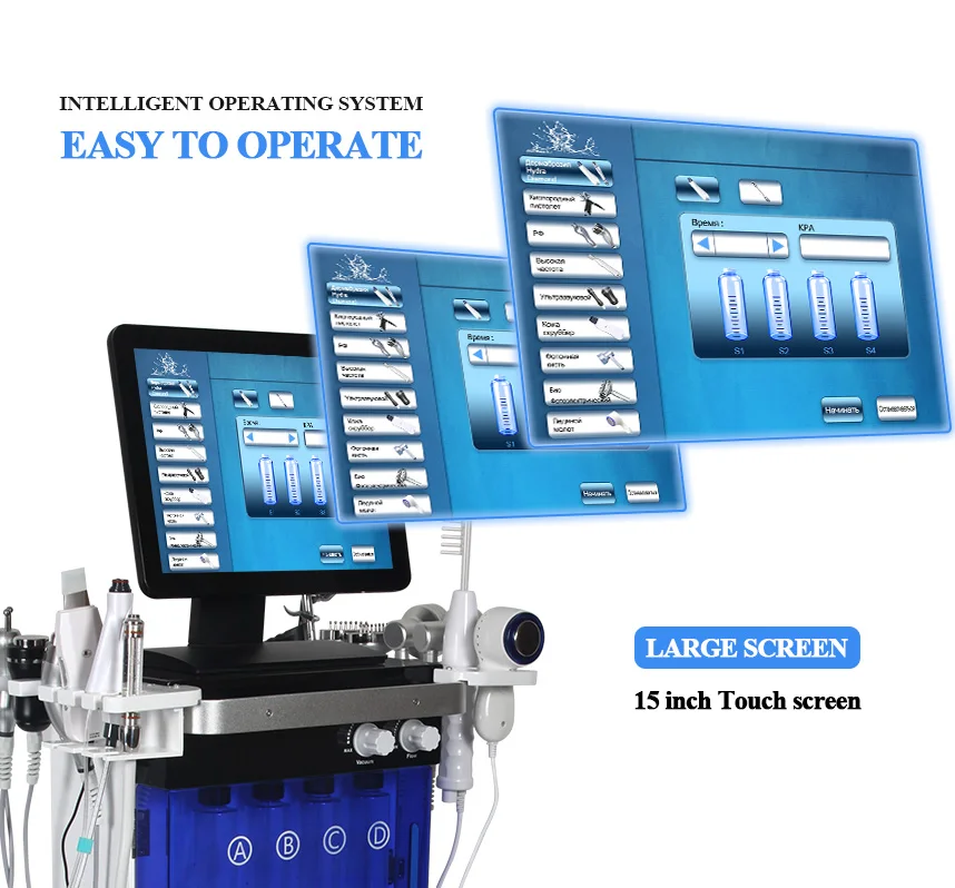 2023 Hot Sale 10 In 1 Oxygen Bio Rf Cold Hammer Hydra Microdermabrasion Machine H2o2 Facial Machine