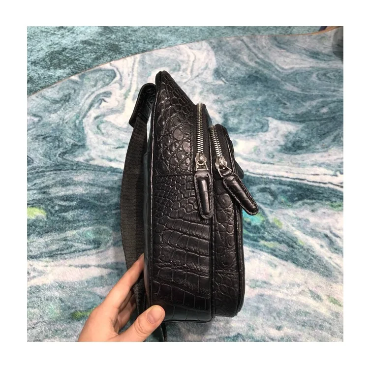 Fashion Design Top Quality Exotic Real crocodile Leather Chest Pack With Front Zipper Pocket