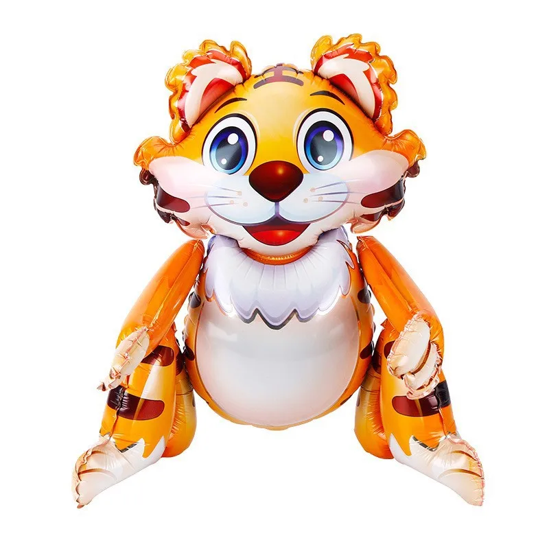 3D Tiger Balloons Foil Standing Animal Birthday Deco Party Supplies Boy Girl Kids Toys Helium Globals Combination Balloons