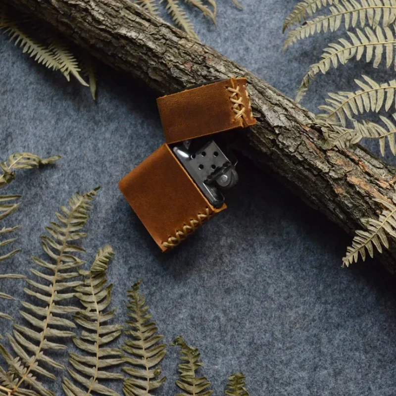 Custom Lighter Pouch Cover Handmade Genuine Leather Modern Lighter Case Gift for Dad Boyfriend