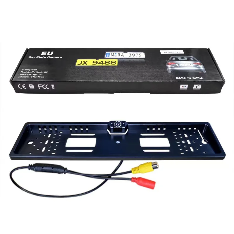 12V Car Rear View Camera 4 8 LED Parking Sensor Parktronic With European License Plate Holder Frame Universal Auto Accessories