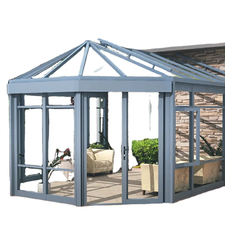 Modular Prefab Four Season Solarium Hollow Sun House doors and windows for aluminum profile Glass Sunrooms