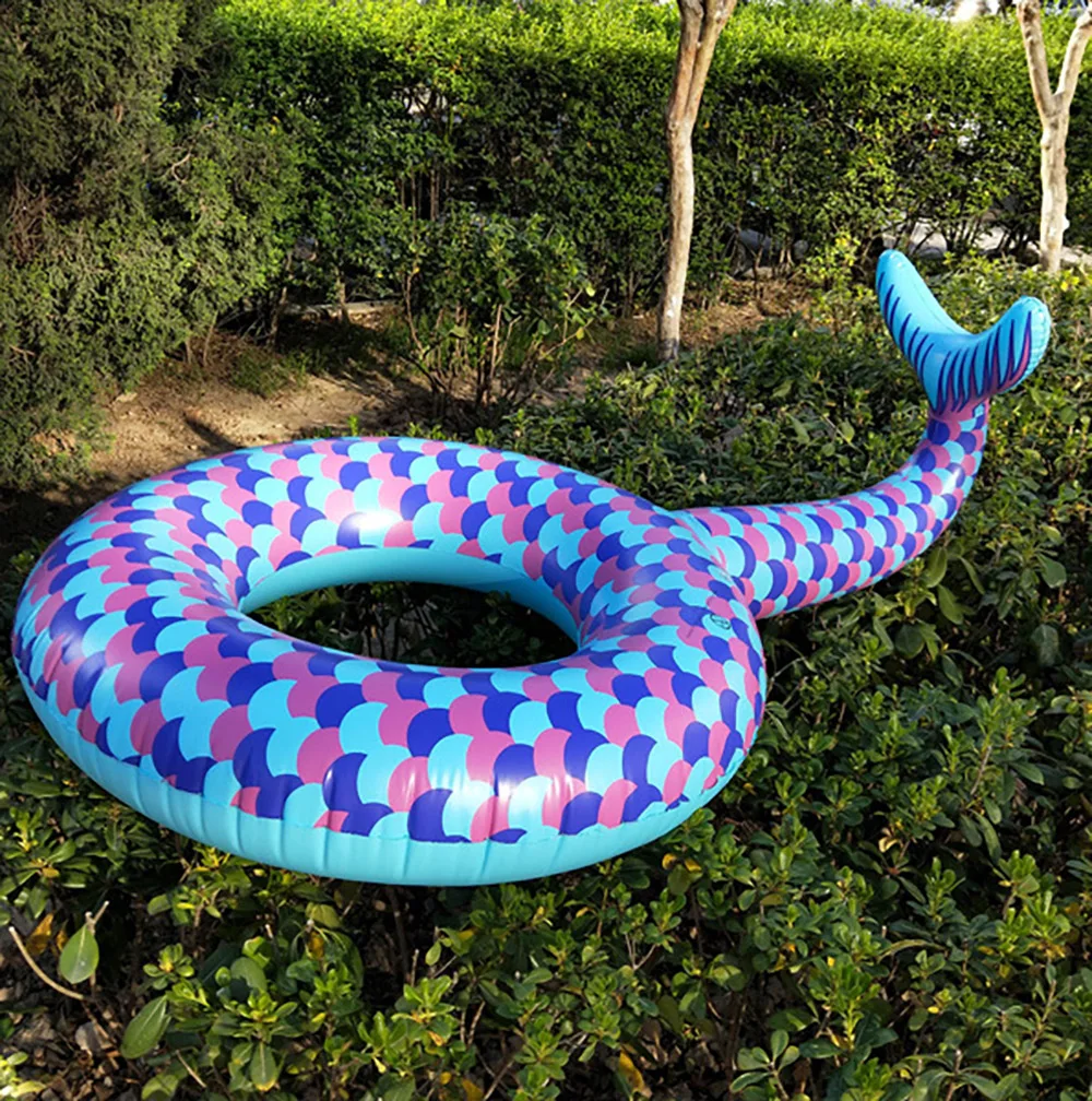 Swimming Circle Pool Ring Float Mermaid Tail Ride On Pool Raft Lounge Water Sport Lie Down Toys