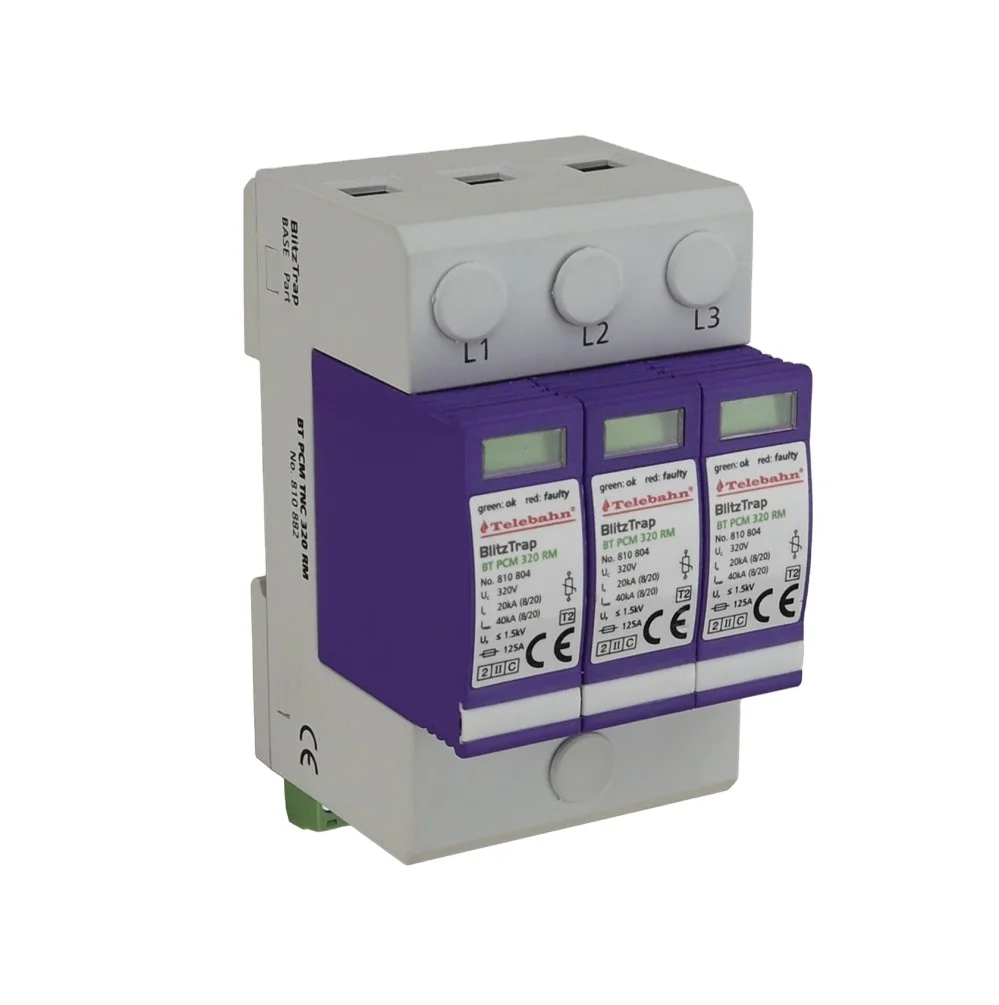 BT PCM TNC 320 RM Class II 3 Phase TNC Telebahn SPD 40kA AC KEMA-KEUR CB CE Protec Surg
