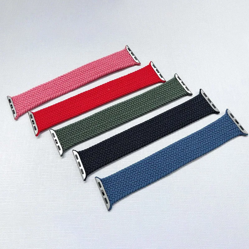 Chinber 1:1 Single Elastic Braided Solo Loop Sport Band Woven Wrist Strap For iWatch 40mm 44mm