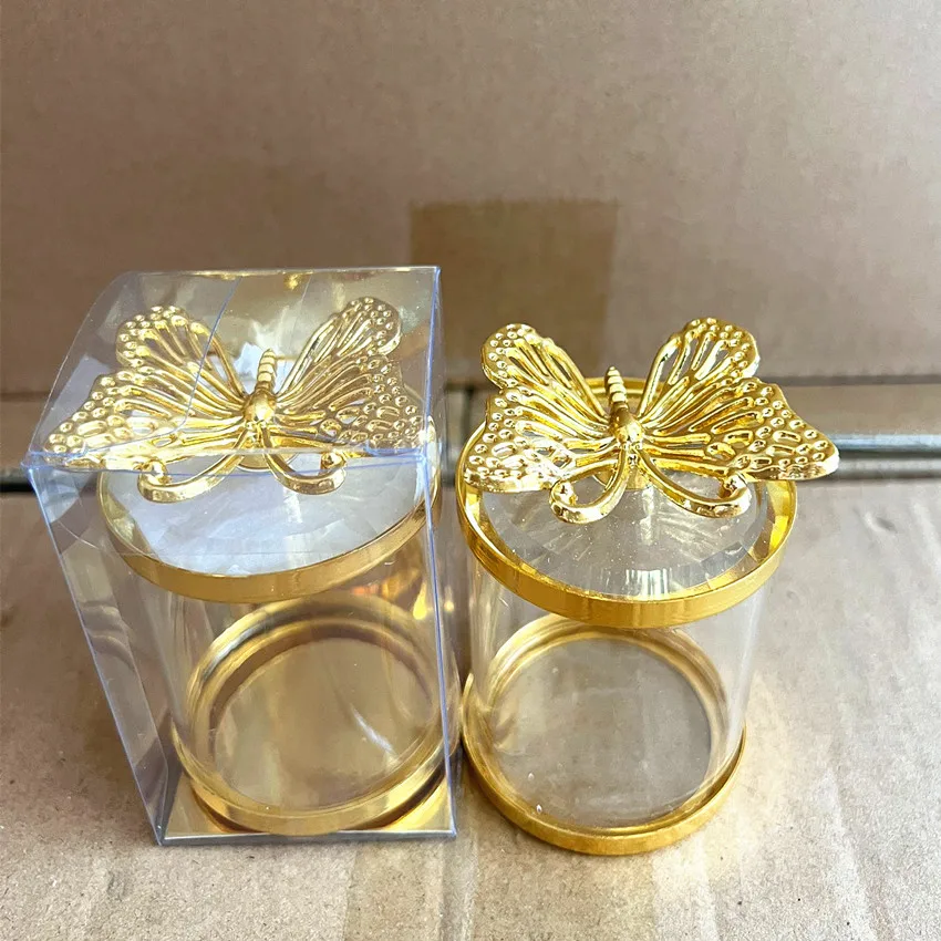 Beautiful Decorative Butterfly Lid Crystal Glass Tea Coffee Sugar Crystal Glass Food Storage Jars