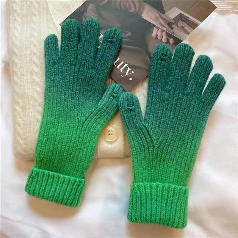 Korea Gradient Color Gloves New 2023 Open Finger Touch Screen Gloves Winter Warm Fashion Ins Wind Net Red gloves