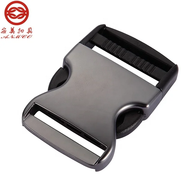 Popular Dongguan manufacturer wholesale plastic male plug metal side release webbing buckles