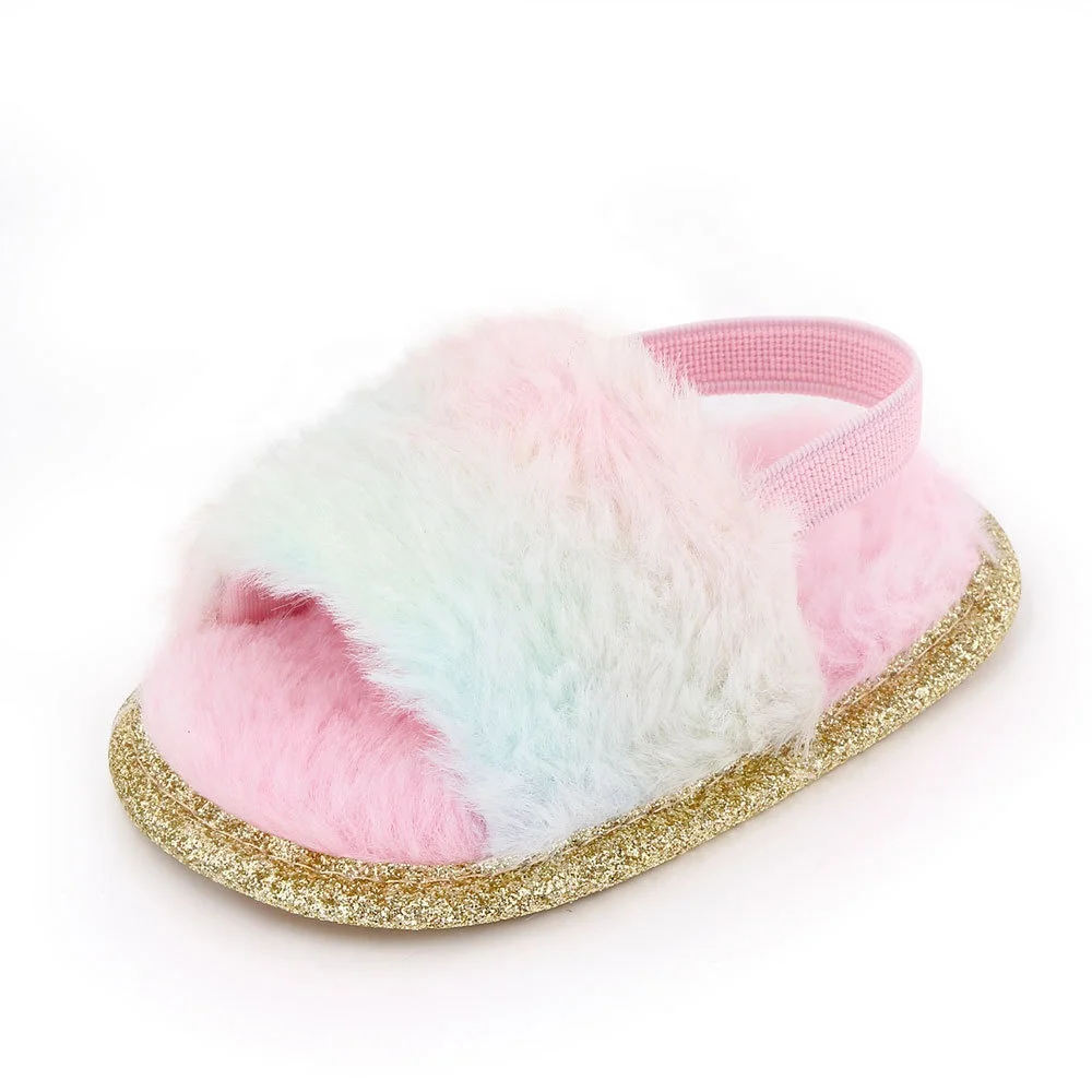 
Fashion Fancy Kid Soft Soles Summer Shoes Wholesale Soft Toddler Infant Baby Girl Sandals with Fur Decorated 