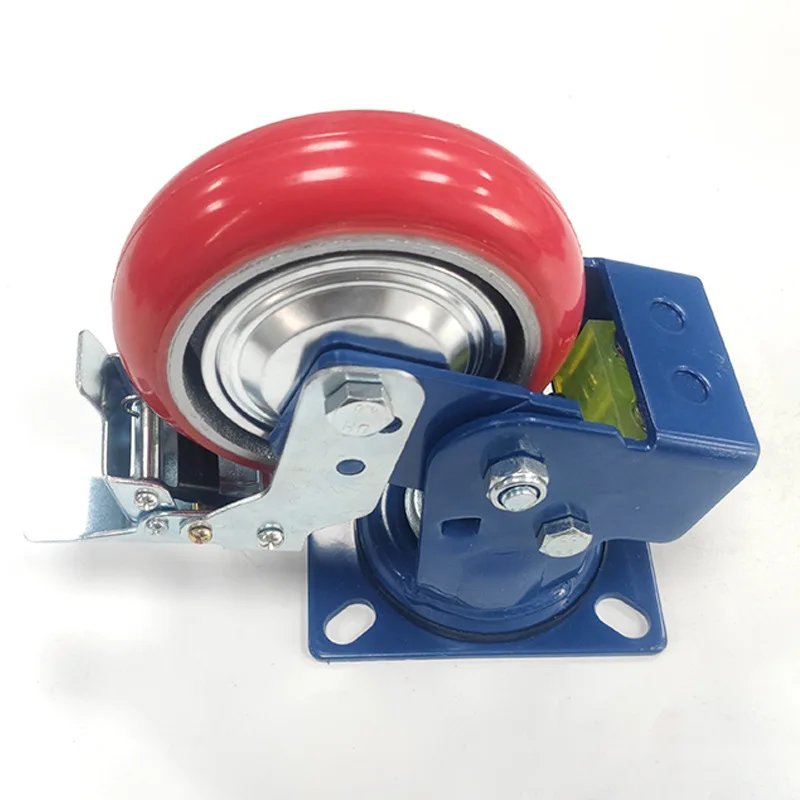 Factory wholesale Heavy Duty Castor Trolley Wheels  200mm shock absorbing Heavy Duty Spring Loaded Pu Caster Wheels
