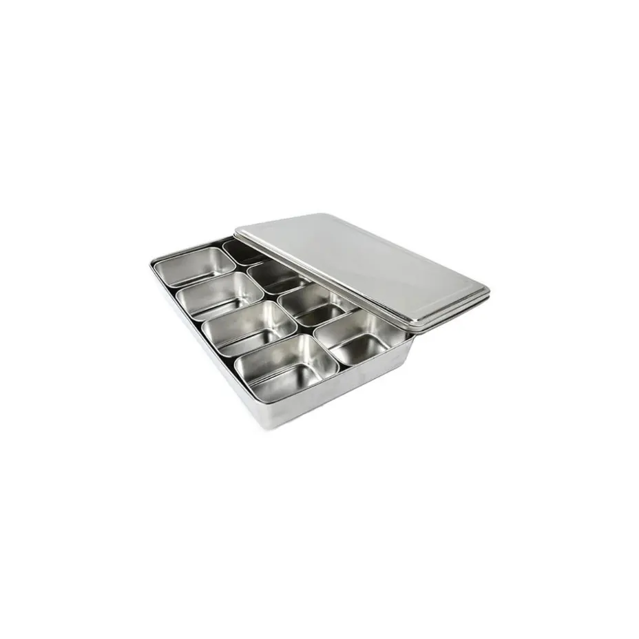 6 Compartment Spice Box Stainless Steel Condiment Box Spice Jar For Seasoning Box