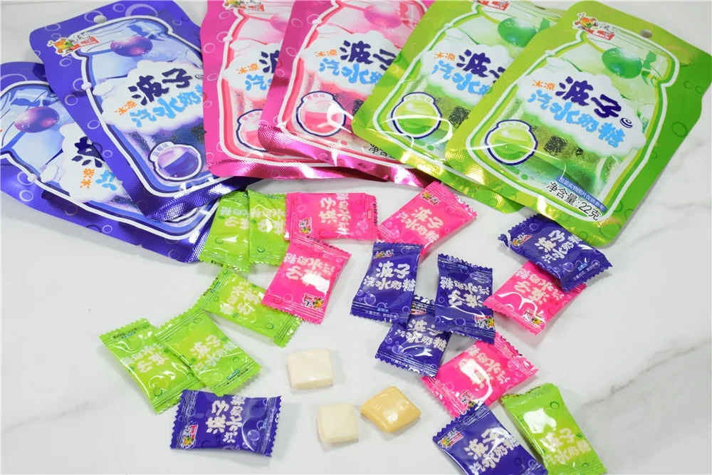 Newest Custom Soda Milk Sweets Candy China Factory Custom Strawberry Blueberry Milk Candy Custom Candies Manufacturers
