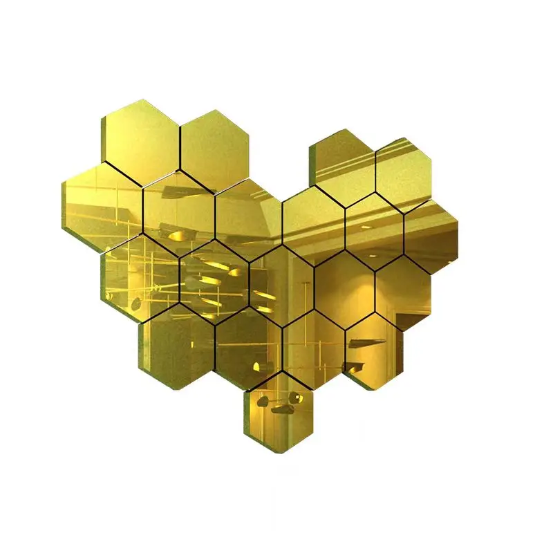 Custom 3D Hexagonal Mirror Wall Sticker Acrylic Mirror Sticker Wall is suitable for living room bedroom kitchen decoration