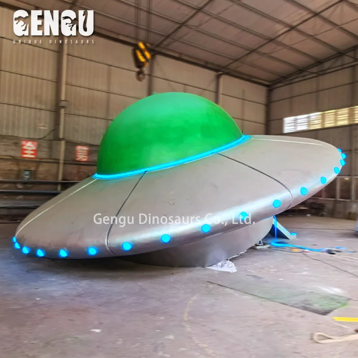 Flying Saucer Aircraft With Lighting High Quality Artifical Big Size UFO Statue Customized Fiberglass Model