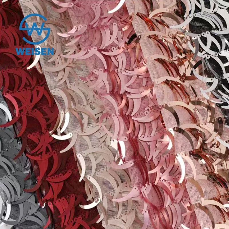 Moon Special Silver Lace Metallic Long Mesh Sparkle Sequin Fabric 2019