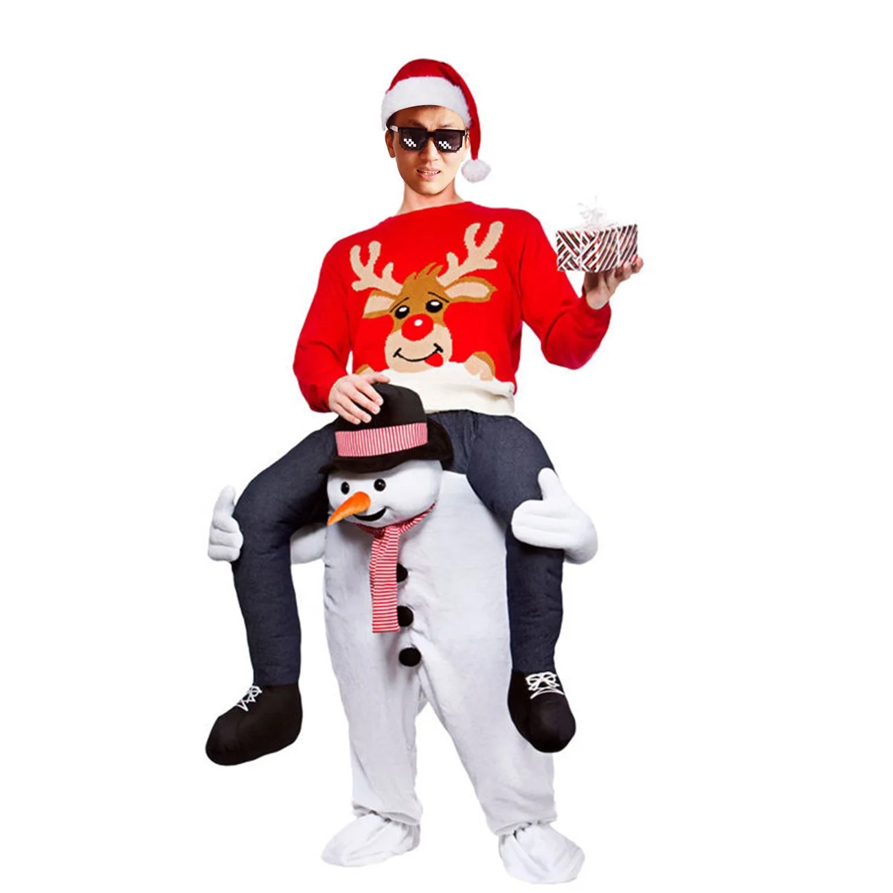 Adult Carnival Party Santa Christmas Halloween Ride on Animal Toy Beer Guy Pants Mascot Carry Bear Costume