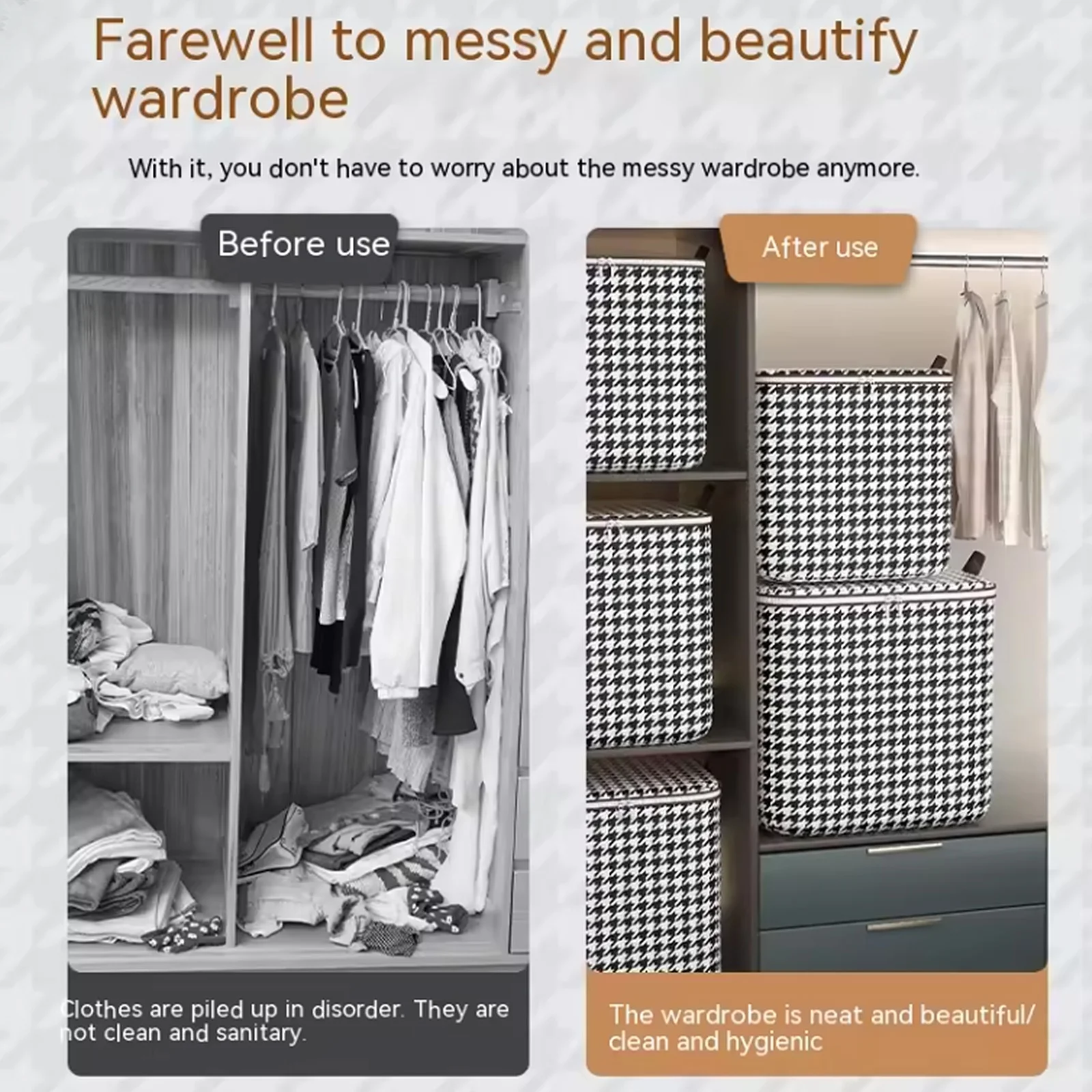 Clothing Storage Basket Household Artifact Fabric Pants Folding Storage Bag Moisture-Proof Quilt Storage Bag