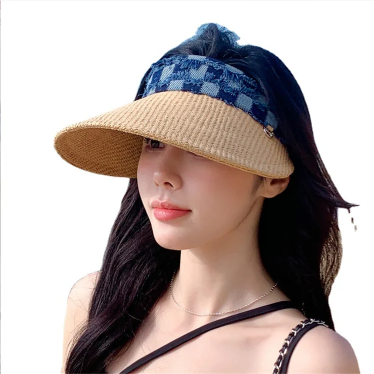 Female empty top big eaves hat travel sun protection hair hoop cap