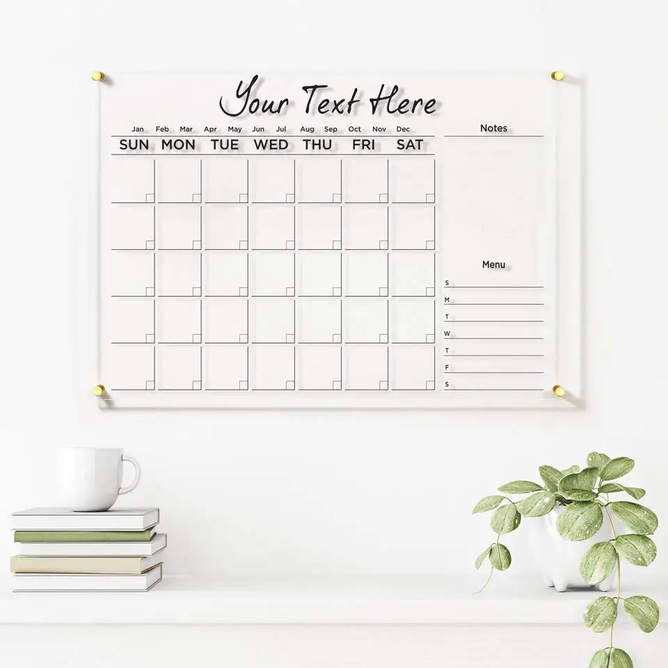 Custom Printing Clear Magnetic Acrylic Wall Calendar Board