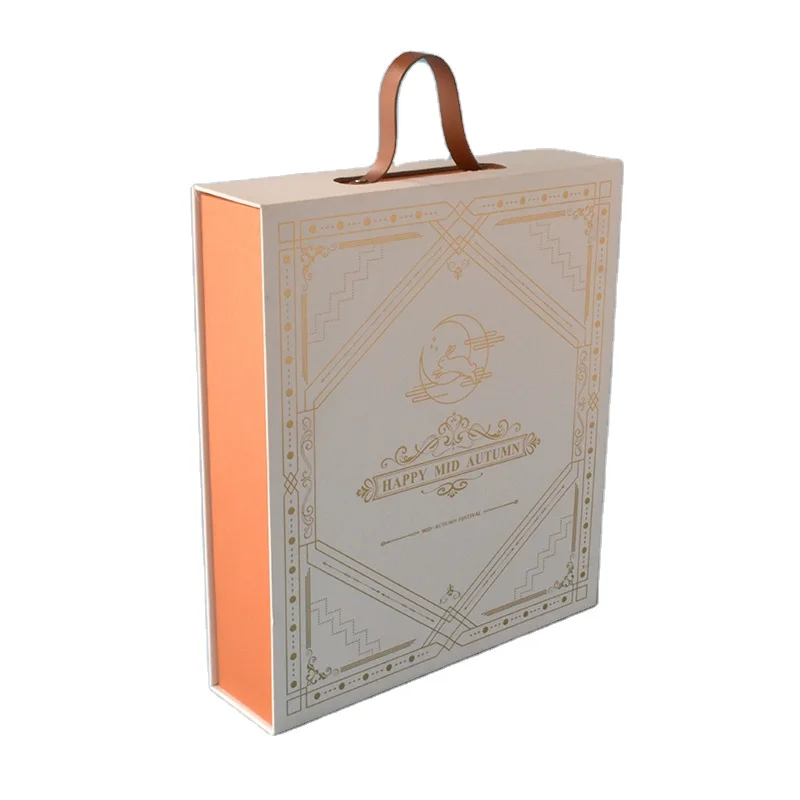 Recycled Luxury Custom Rigid Cardboard Clamshell Paper Box  Moon Cake Biscuits Candy Chocolate Magnetic Packaging Box