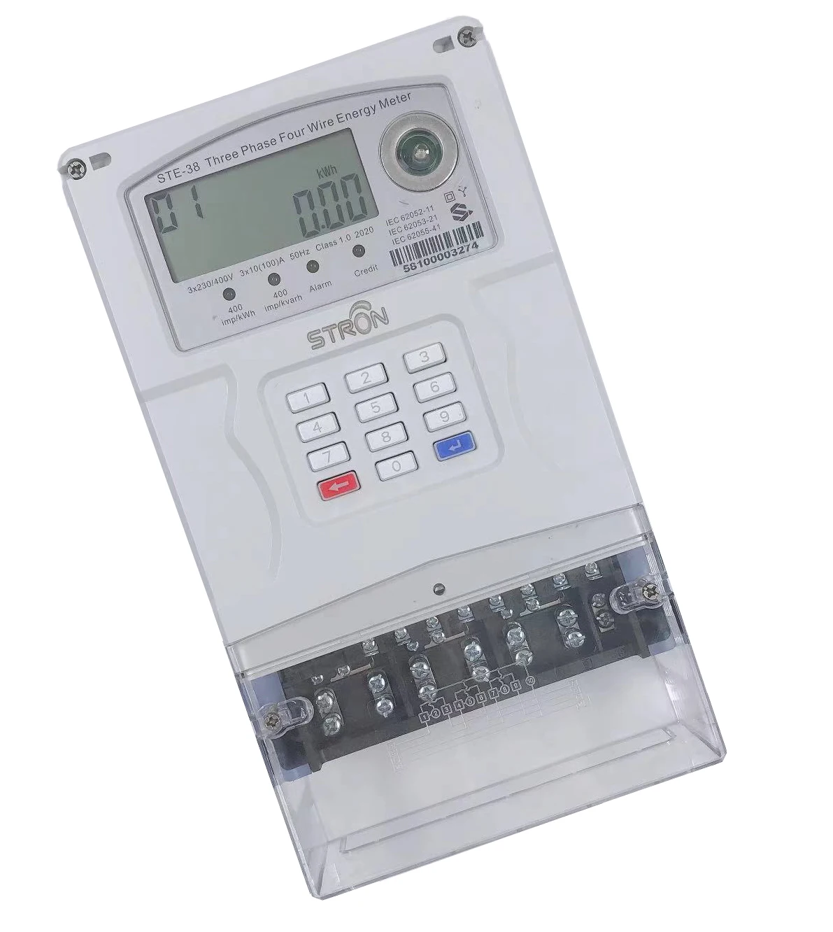 Smart Measuring Device STS Standard IP54 Prepaid Keypad Three Phase Energy Meter