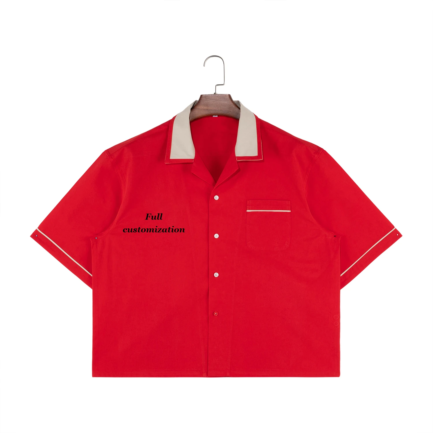 Modern Men Collar Uniform T-shirt Untucked Outdoor Women Bowling Shirts Boxy Work Shirt For Men Oversize