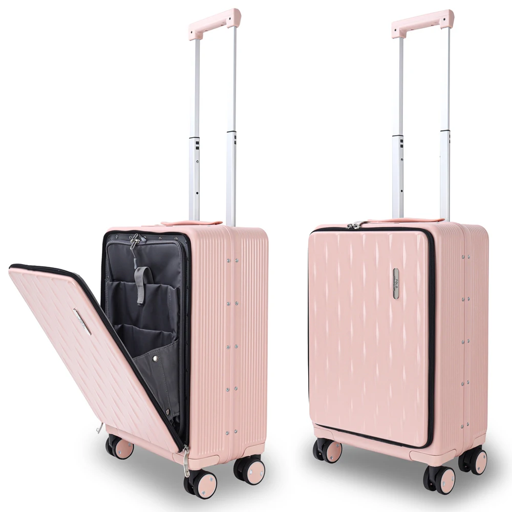 Large Capacity Business PC Luggage Front Opening Suitcase Spinner Caster Lightweight Zipper Travel Luggage Bag