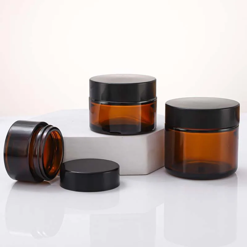 5g 10g 15g 20g 30g 50g 100g Amber Cosmetic Container Cream Glass Jar For Cosmetic Jar With Lid