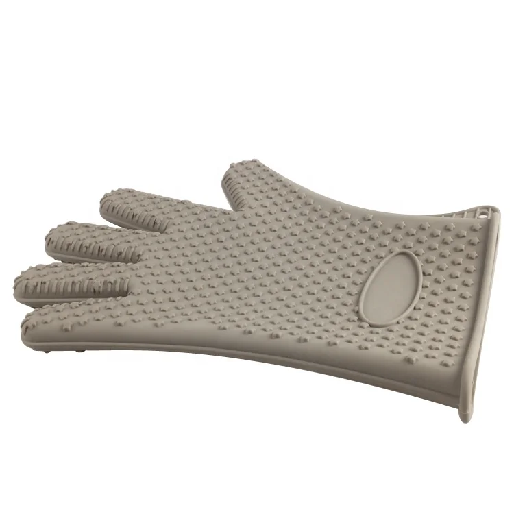 Star Shape Pattern Silicone BBQ Glove Kitchen Oven Mitts Heat Resistant for Baking Grilling Frying Barbeque with Fingers