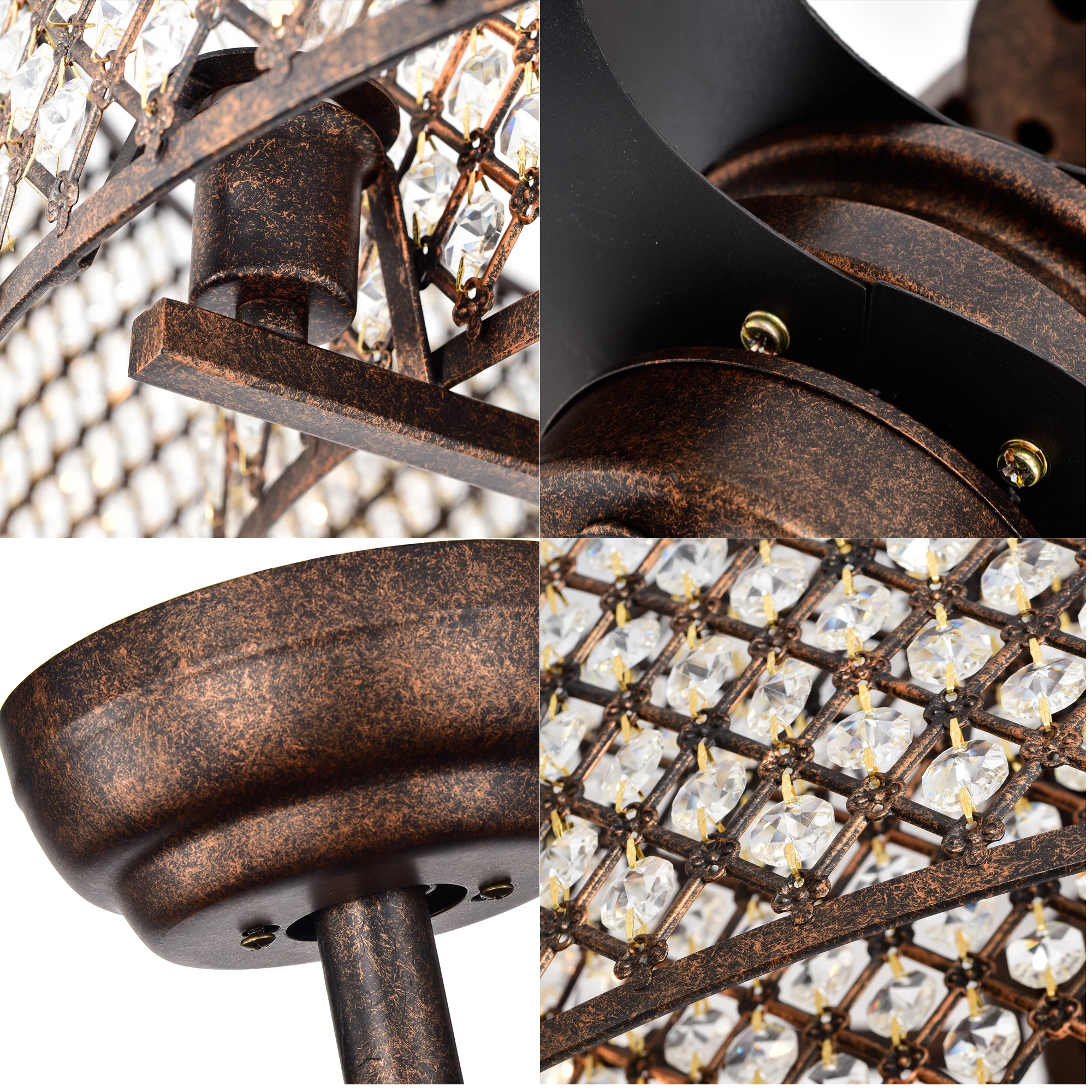 
DC motor Energy Efficient Decor Crystal Remote Control Dc Ceiling Fan With Light 