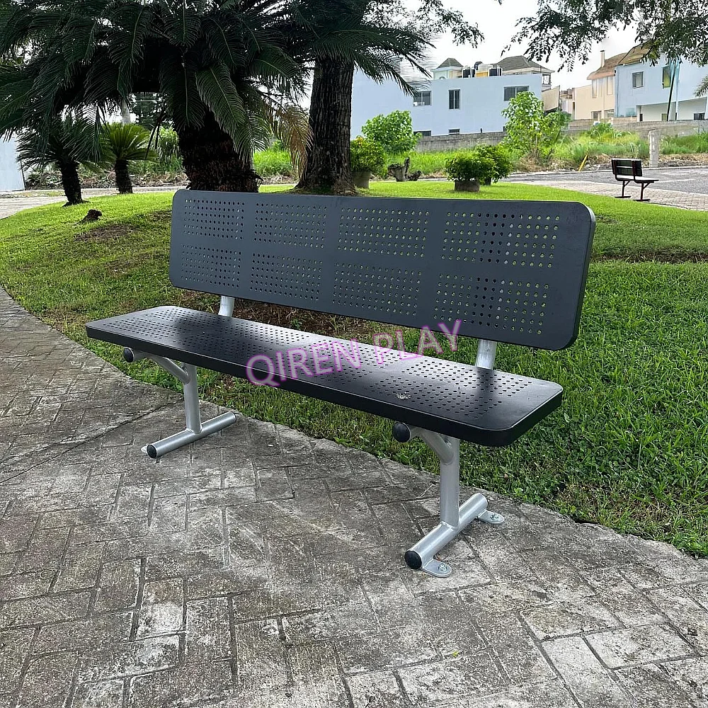 Modern Outdoor commercial metal picnic table bench garden furniture steel dining table outside patio cafe table