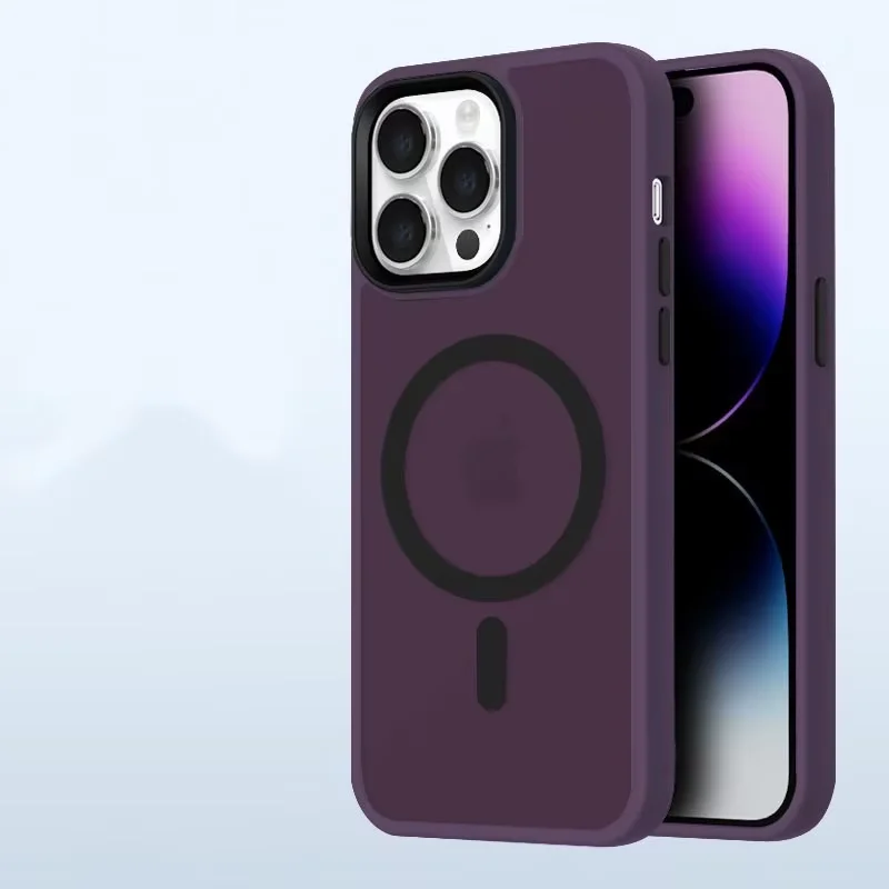 Черный матовый Прочный Магнитный чехол для телефона из ТПУ iPhone 16 15 14 13 12 11 Pro Max совместимый с Samsung
